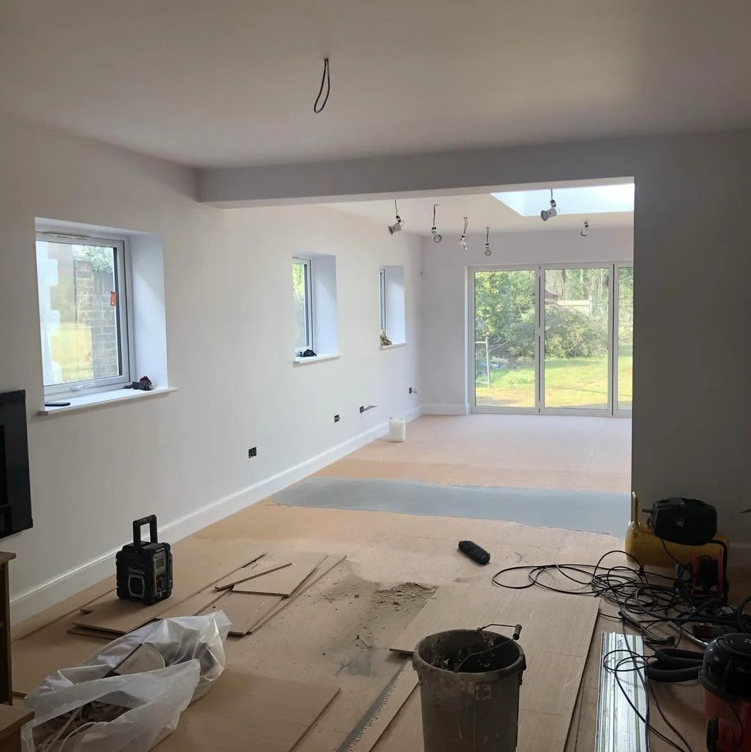 Open plan extension painted white