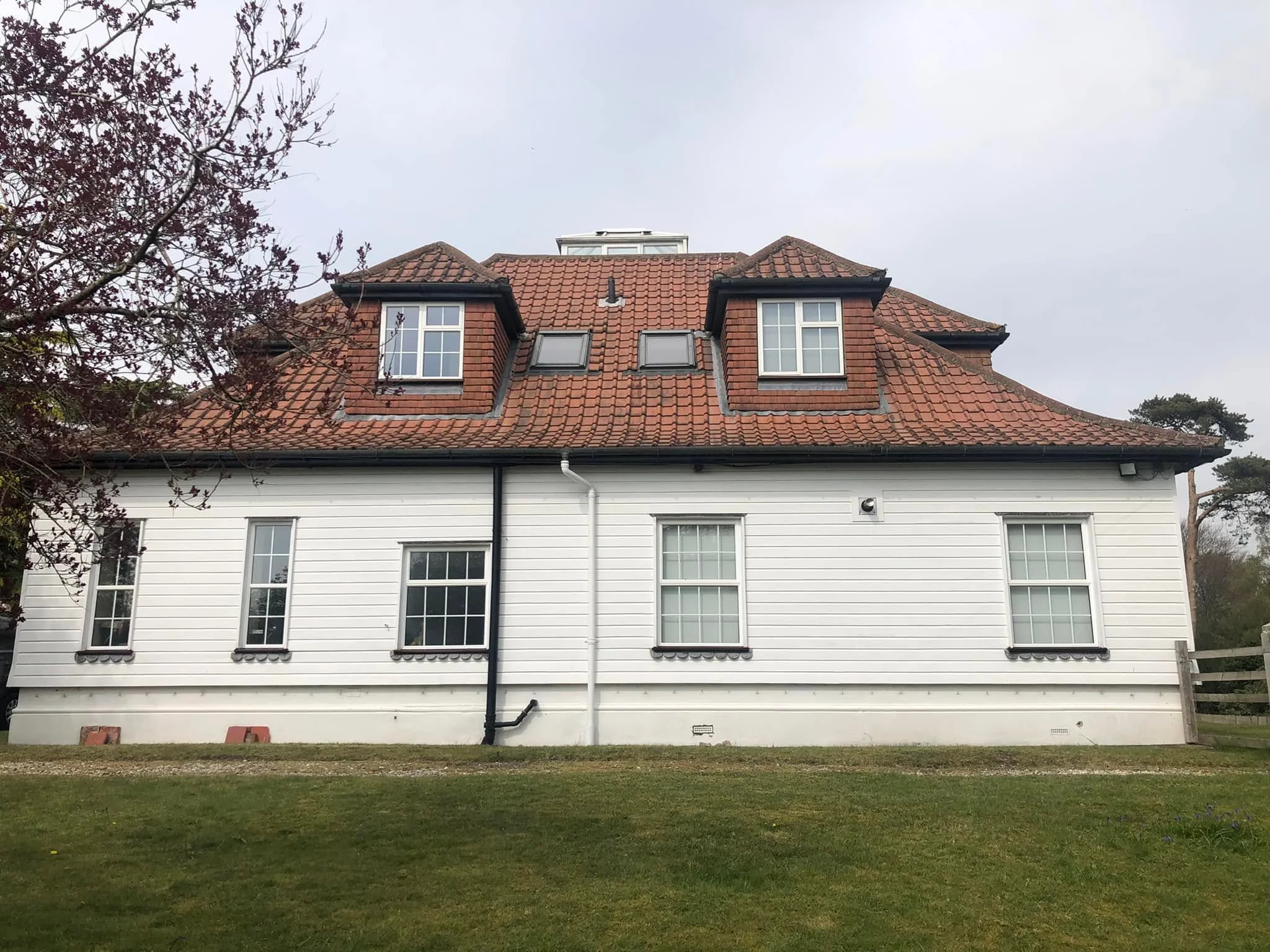 Exterior house painting - white weatherboard
