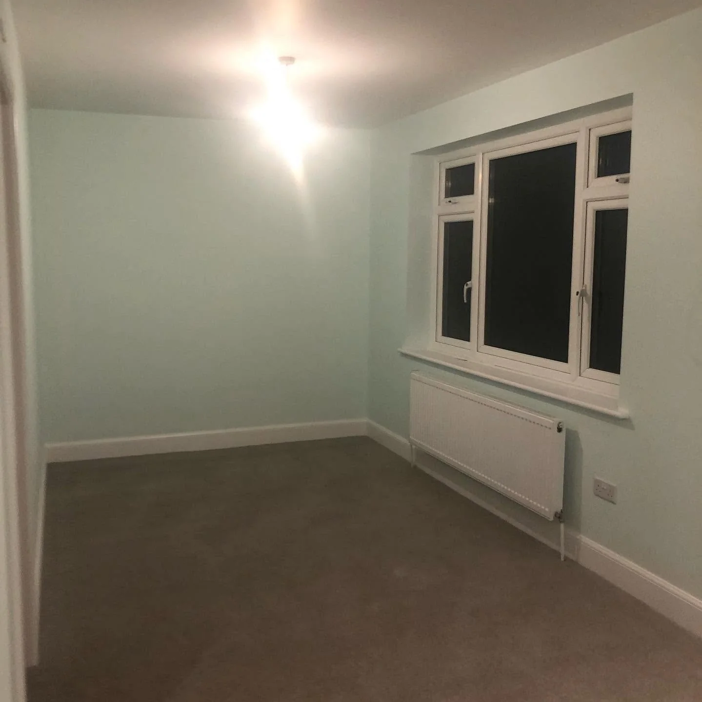 Mint green living room with coving by Dean Ongley Decorating